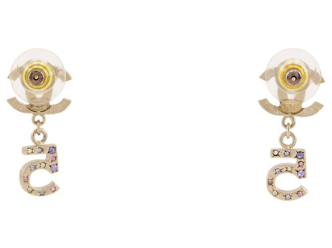 Boucles d'oreilles puces Chanel Coco Mark No. 5 Doré - vue 3