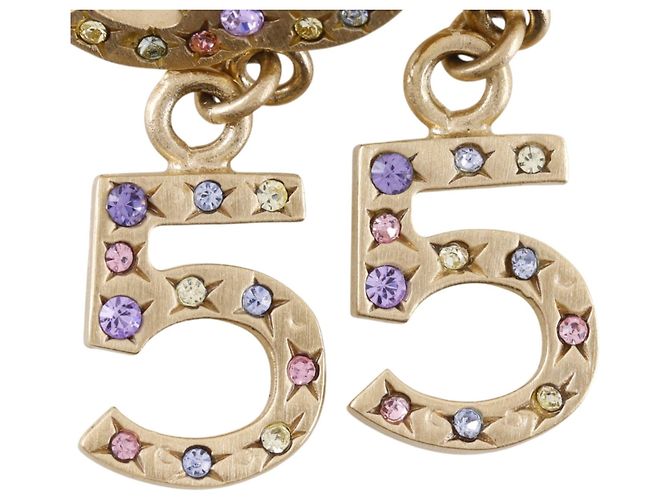 Boucles d'oreilles puces Chanel Coco Mark No. 5 Doré - vue 4