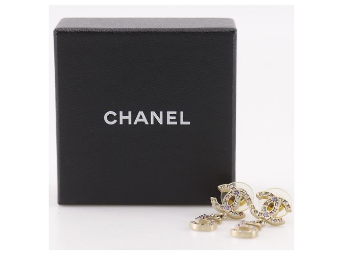Boucles d'oreilles puces Chanel Coco Mark No. 5 Doré - vue 9