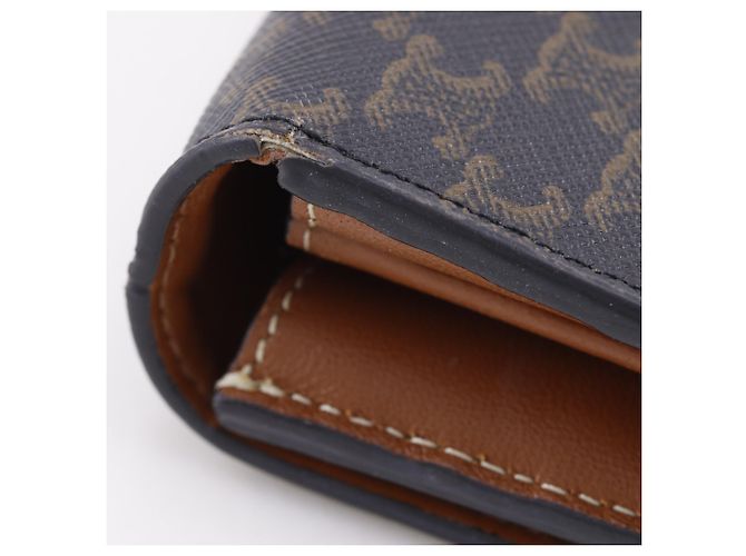 Céline Portafoglio con patta Large Triomphe Celine Nero - vista 13