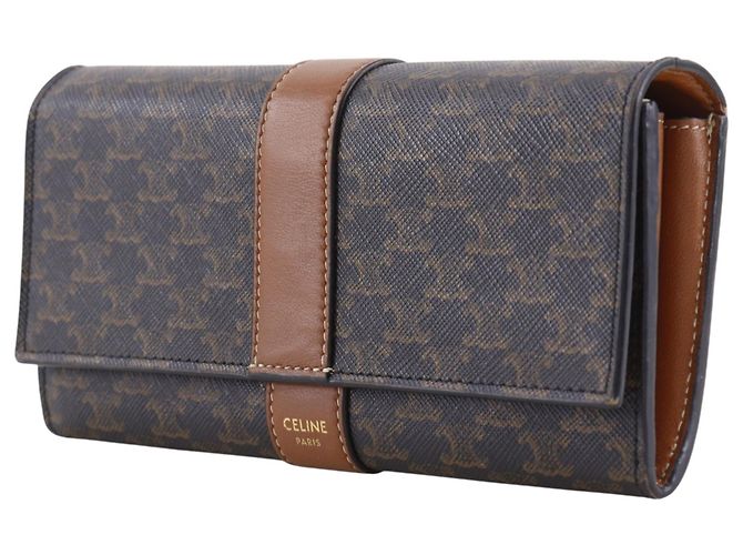 Céline Portafoglio con patta Large Triomphe Celine Nero - vista 2