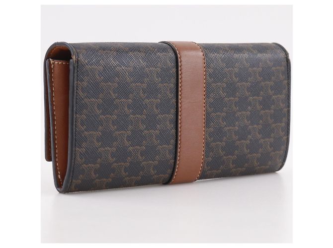 Céline Portafoglio con patta Large Triomphe Celine Nero - vista 3