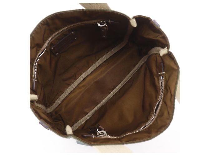Mini borsa tote Prada in nylon kaki Cachi - vista 6
