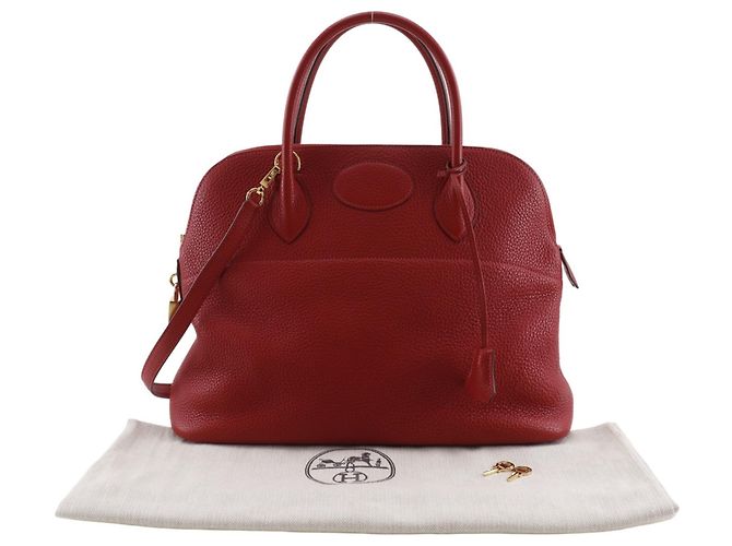 Hermès Borsa Hermes Bolide 35 in pelle Taurillon Clemence rossa Rosso - vista 15