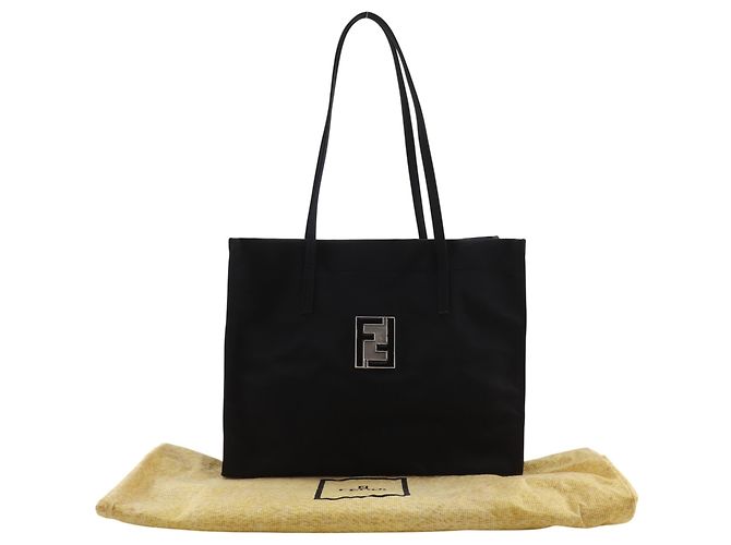 Fendi Logo Plate Tote Bag Schwarz - Ansicht 12