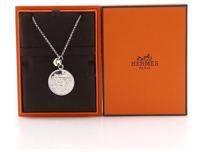 Hermès Hermes Exlibris MM Halskette Silber Golden - Ansicht 11