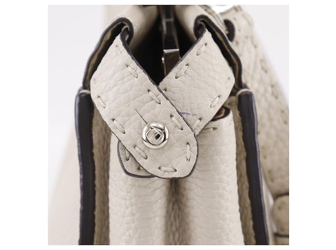 Borsa a mano Fendi Peekaboo Selleria Medium Grigio - vista 12