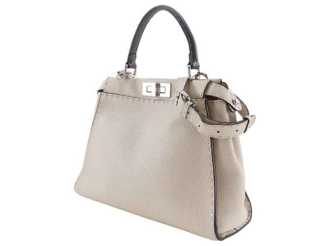 Borsa a mano Fendi Peekaboo Selleria Medium Grigio - vista 2