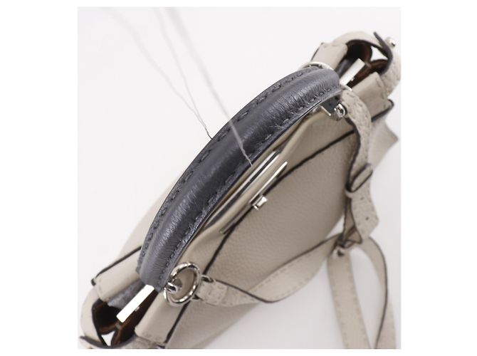 Borsa a mano Fendi Peekaboo Selleria Medium Grigio - vista 5