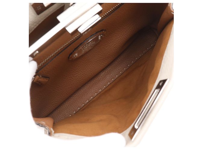 Borsa a mano Fendi Peekaboo Selleria Medium Grigio - vista 6