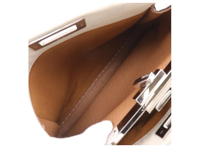 Borsa a mano Fendi Peekaboo Selleria Medium Grigio - vista 7