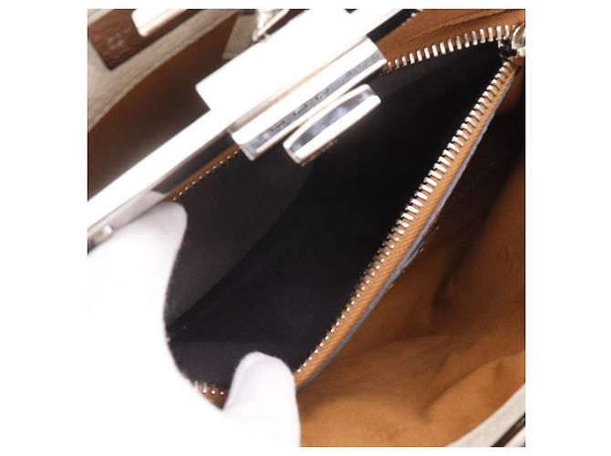 Borsa a mano Fendi Peekaboo Selleria Medium Grigio - vista 8
