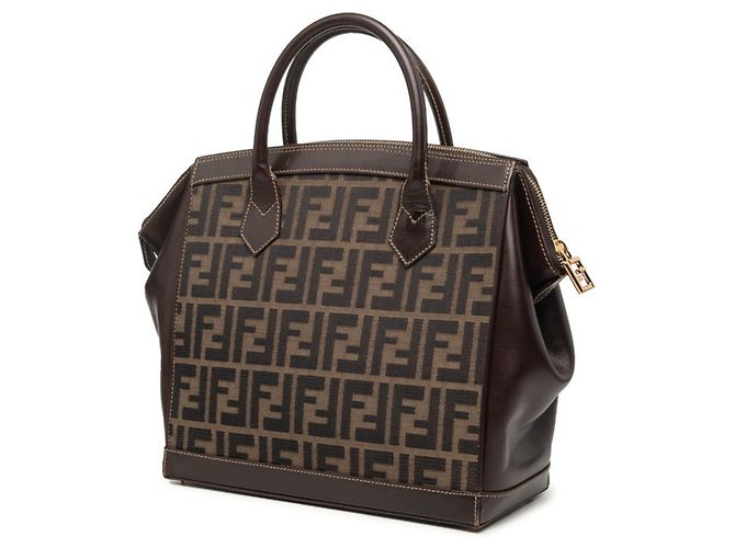 Fendi Zucca Handtasche braun Leder und Canvas - Ansicht 2