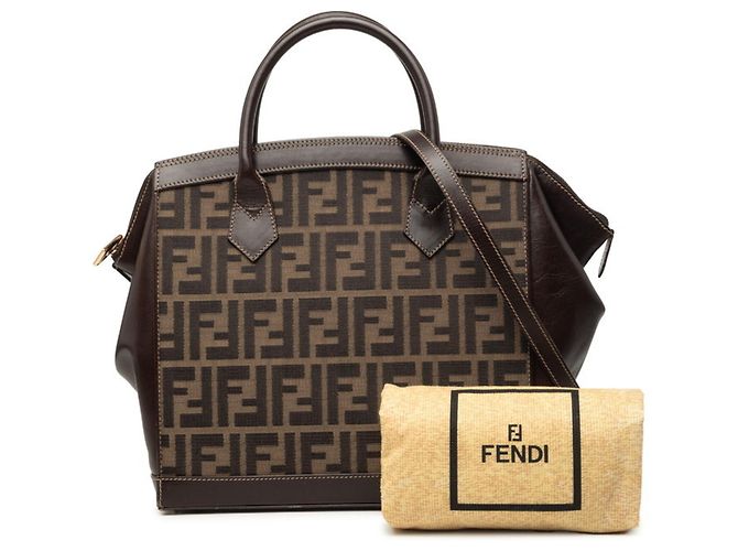 Fendi Zucca Handtasche braun Leder und Canvas - Ansicht 7