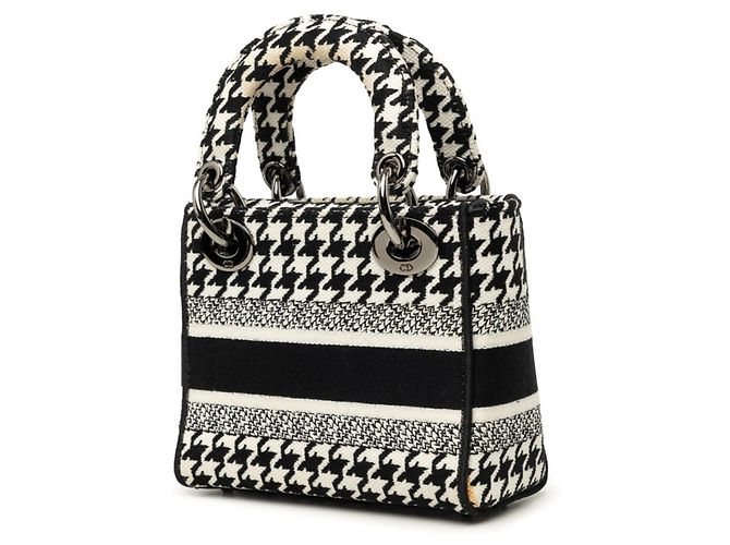 Borsa Christian Dior Dior Lady D-Lite Mini Nero Bianco - vista 2