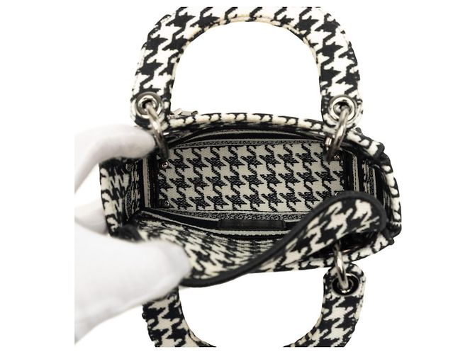 Borsa Christian Dior Dior Lady D-Lite Mini Nero Bianco - vista 4