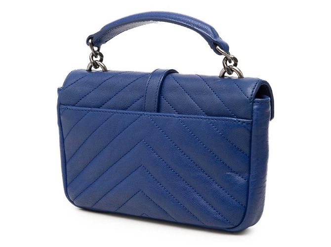 Autre Marque Borsa a mano Saint Laurent YSL Logo College Mini Blu - vista 2