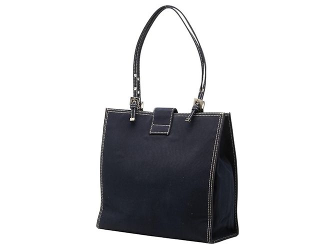 Fendi FF Logo Schnalle Tote Bag Marineblau - Ansicht 2