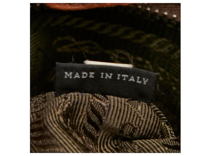 Prada Triangle Logo Plate Tote Bag Brown - view 12