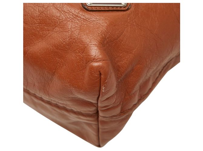 Prada Triangle Logo Plate Tote Bag Brown - view 4