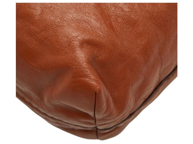 Prada Triangle Logo Plate Tote Bag Brown - view 6