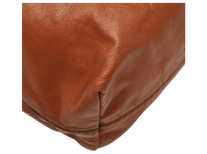 Prada Triangle Logo Plate Tote Bag Brown - view 7