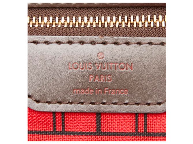 Sac Cabas Louis Vuitton Damier Neverfull PM Marron Rouge Fuschia - vue 11