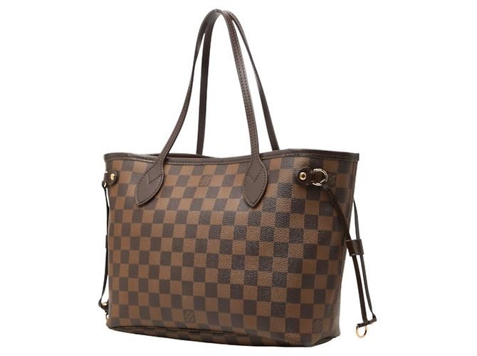Sac Cabas Louis Vuitton Damier Neverfull PM Marron Rouge Fuschia - vue 2