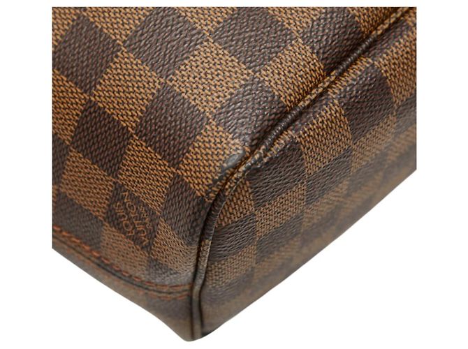 Sac Cabas Louis Vuitton Damier Neverfull PM Marron Rouge Fuschia - vue 7