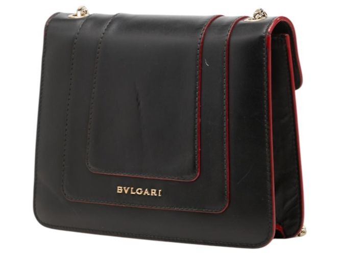 Bulgari Borsa a tracolla con catena Bvlgari Serpenti Forever con ciondolo a cuore Nero Rosso - vista 2