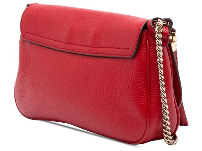 Gucci Soho Chain Flap Crossbody in pelle di vitello rossa Medium Rosso - vista 2