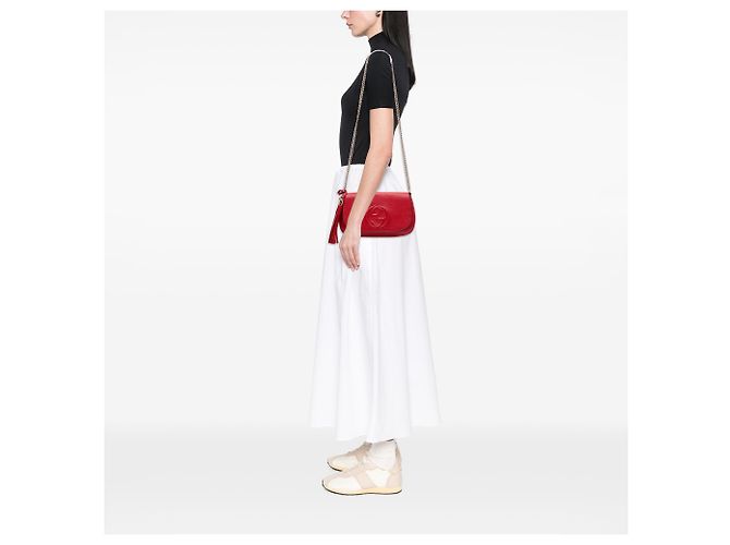 Gucci Soho Chain Flap Crossbody in pelle di vitello rossa Medium Rosso - vista 6