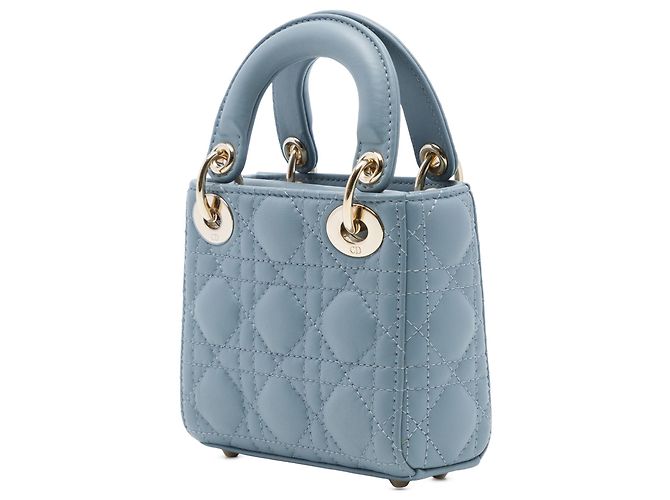 Autre Marque Dior Blue Micro Lambskin Cannage Lady Dior - vista 2