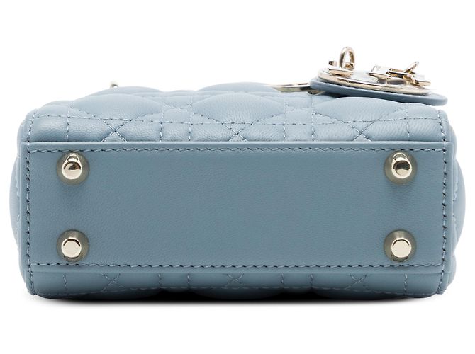 Autre Marque Dior Blue Micro Lambskin Cannage Lady Dior - vista 3