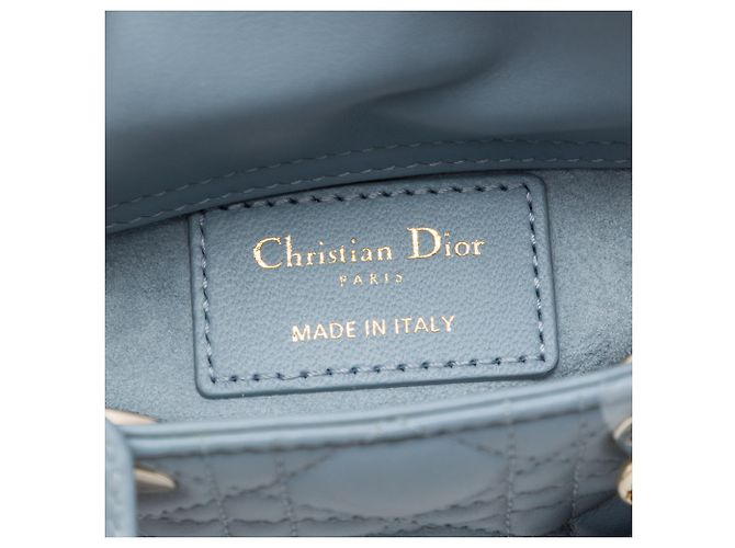 Autre Marque Dior Blue Micro Lambskin Cannage Lady Dior - vista 5