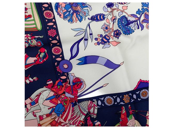 Foulard di seta Hermès Blue Fantaisies Indiennes 90 - vista 3