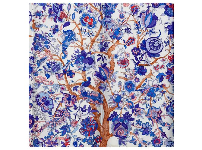 Foulard di seta Hermès Blue Fantaisies Indiennes 90 - vista 5