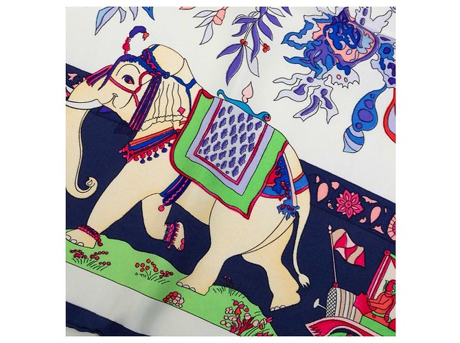 Foulard di seta Hermès Blue Fantaisies Indiennes 90 - vista 6