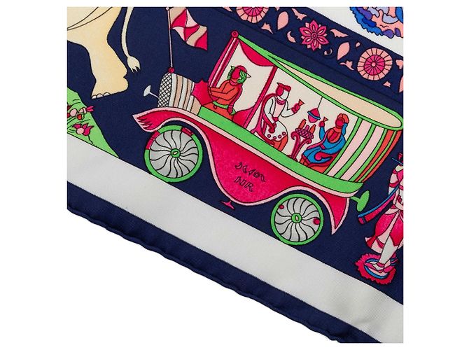 Foulard di seta Hermès Blue Fantaisies Indiennes 90 - vista 7