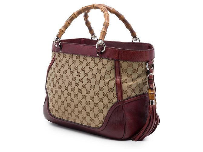 Gucci Beige Medium GG Canvas New Bamboo Tassel Tote - Ansicht 2