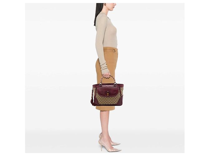 Gucci Beige Medium GG Canvas New Bamboo Tassel Tote - Ansicht 6