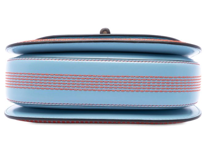 Bamboo Gucci Bolsa de mão 1947 em couro de bezerro azul com detalhes Web e bambou Azul claro - vista 3