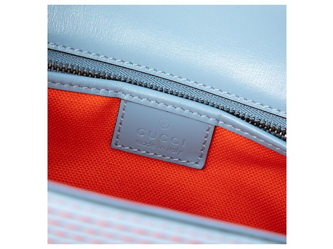 Bamboo Gucci Bolsa de mão 1947 em couro de bezerro azul com detalhes Web e bambou Azul claro - vista 5