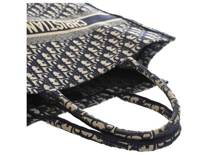 Autre Marque Dior Blue Large Oblique Embroidered Canvas Book Tote Blau Marineblau - Ansicht 13