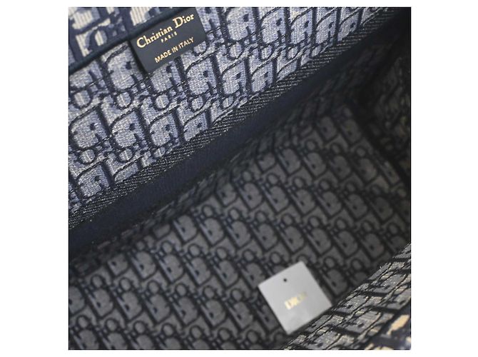 Autre Marque Dior Blue Large Oblique Embroidered Canvas Book Tote Blau Marineblau - Ansicht 6