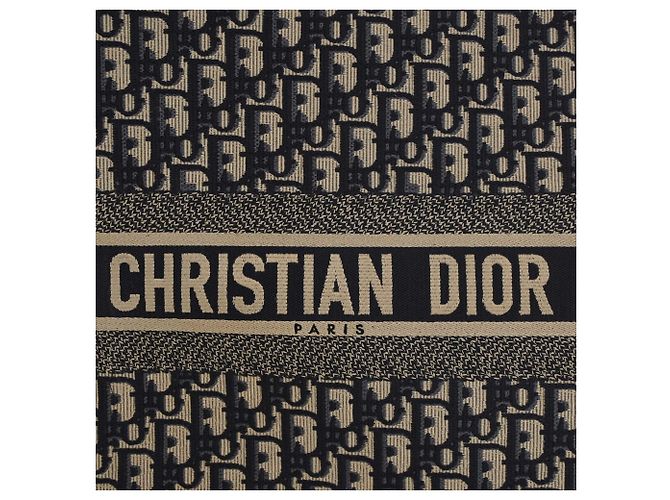 Autre Marque Dior Blue Large Oblique Embroidered Canvas Book Tote Blau Marineblau - Ansicht 7