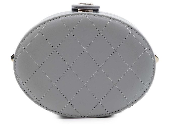 Chanel Vanity Case Allure CC de piel de cordero acolchada gris Small Castaño - vista 3