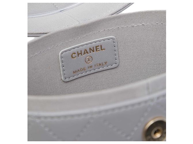 Chanel Vanity Case Allure CC de piel de cordero acolchada gris Small Castaño - vista 5