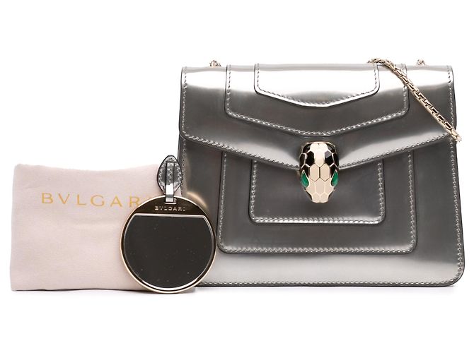 Bulgari Bvlgari Silver Small Patent Serpenti Forever Crossbody Argento - vista 7