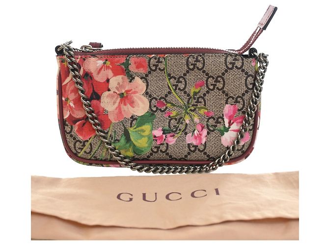 Gucci Mini Pochette com Corrente GG Supreme Blooms Bege - vista 8